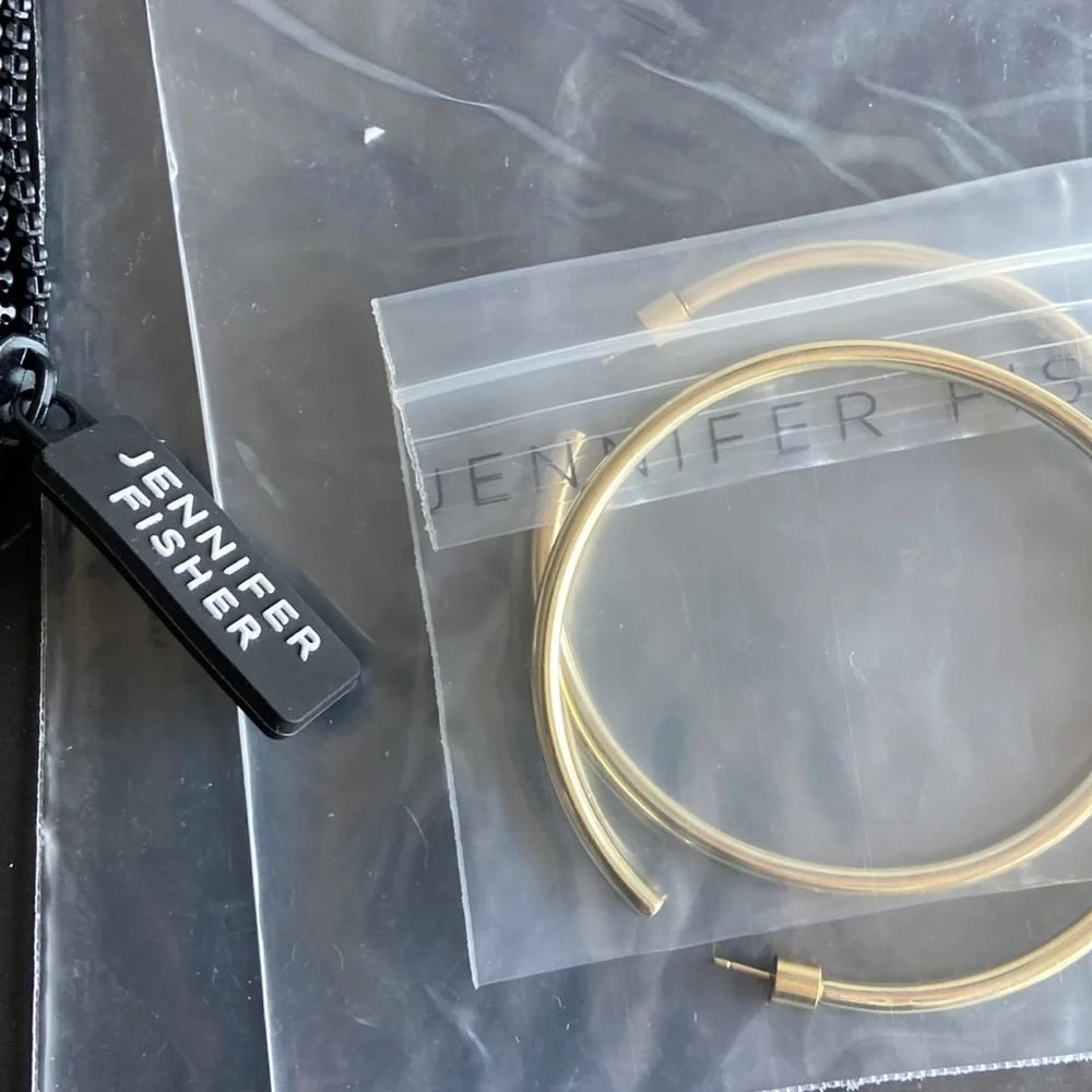 NWT  2.5” Jennifer Fisher classic hollow hoops brass plated 10k gold - Picture 5 of 5